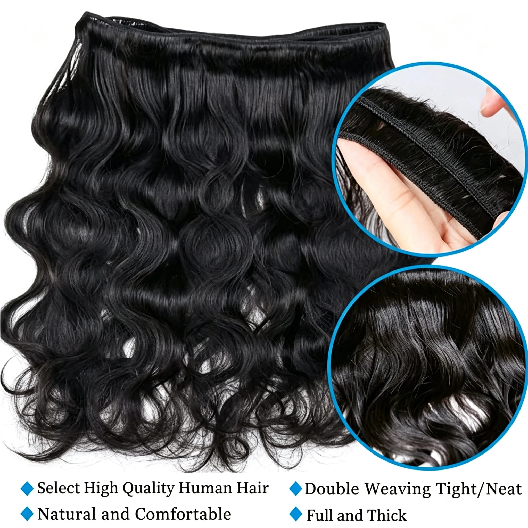 Body Wave Bundles Human Hair 1 2 3 Bundles Natural Black Color Brazilian Virgin Weave Bundles Human Hair Extensions For Women