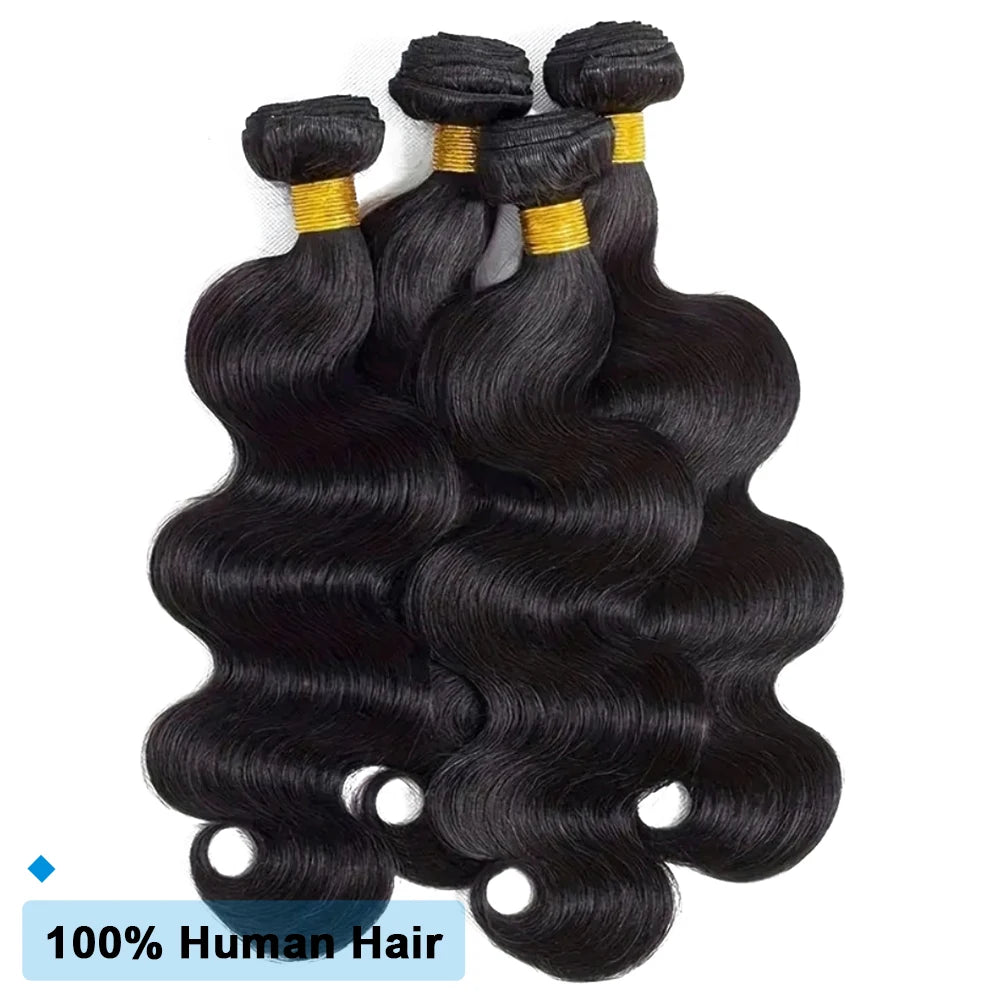 Body Wave Bundles Human Hair 1 2 3 Bundles Natural Black Color Brazilian Virgin Weave Bundles Human Hair Extensions For Women