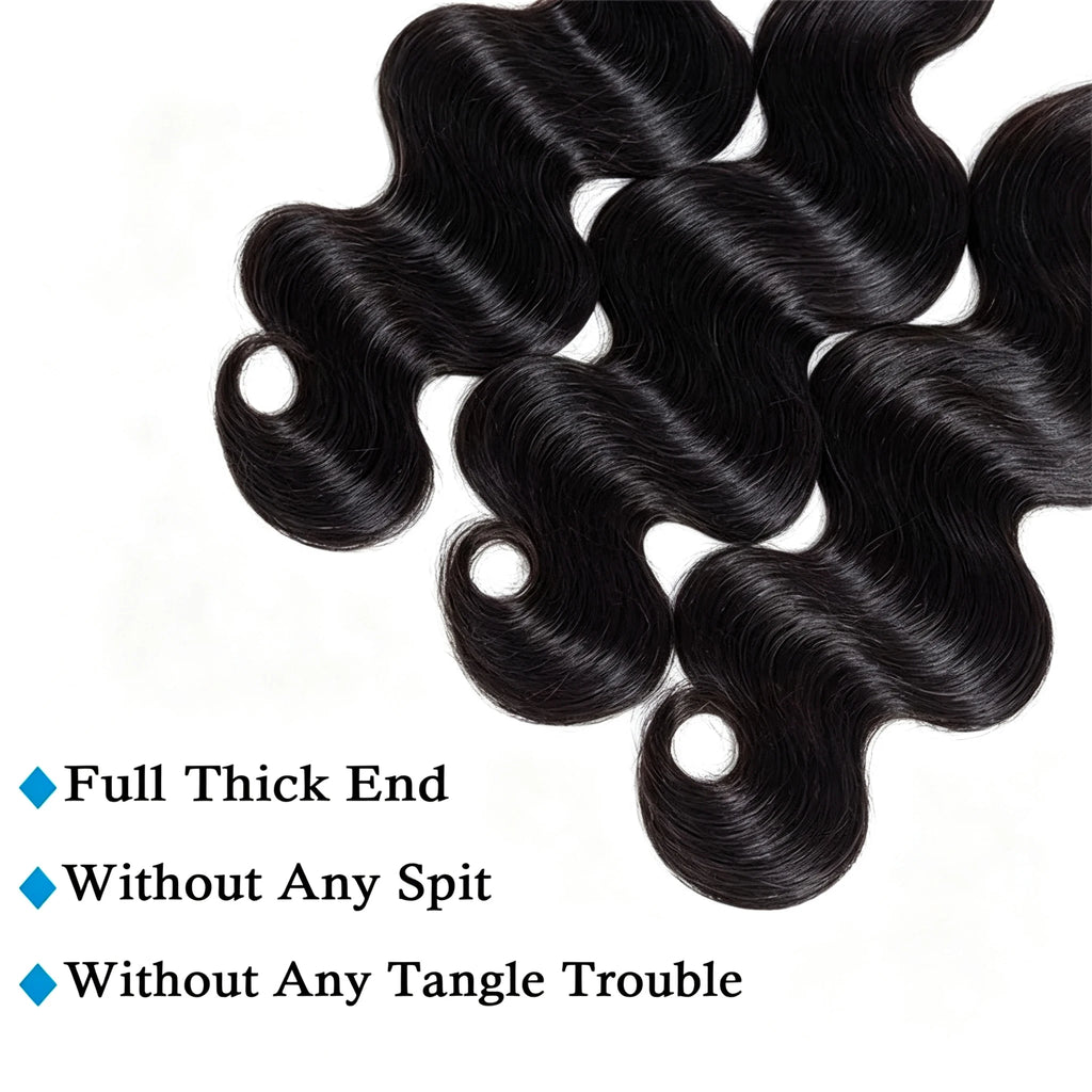 Body Wave Bundles Human Hair 1 2 3 Bundles Natural Black Color Brazilian Virgin Weave Bundles Human Hair Extensions For Women
