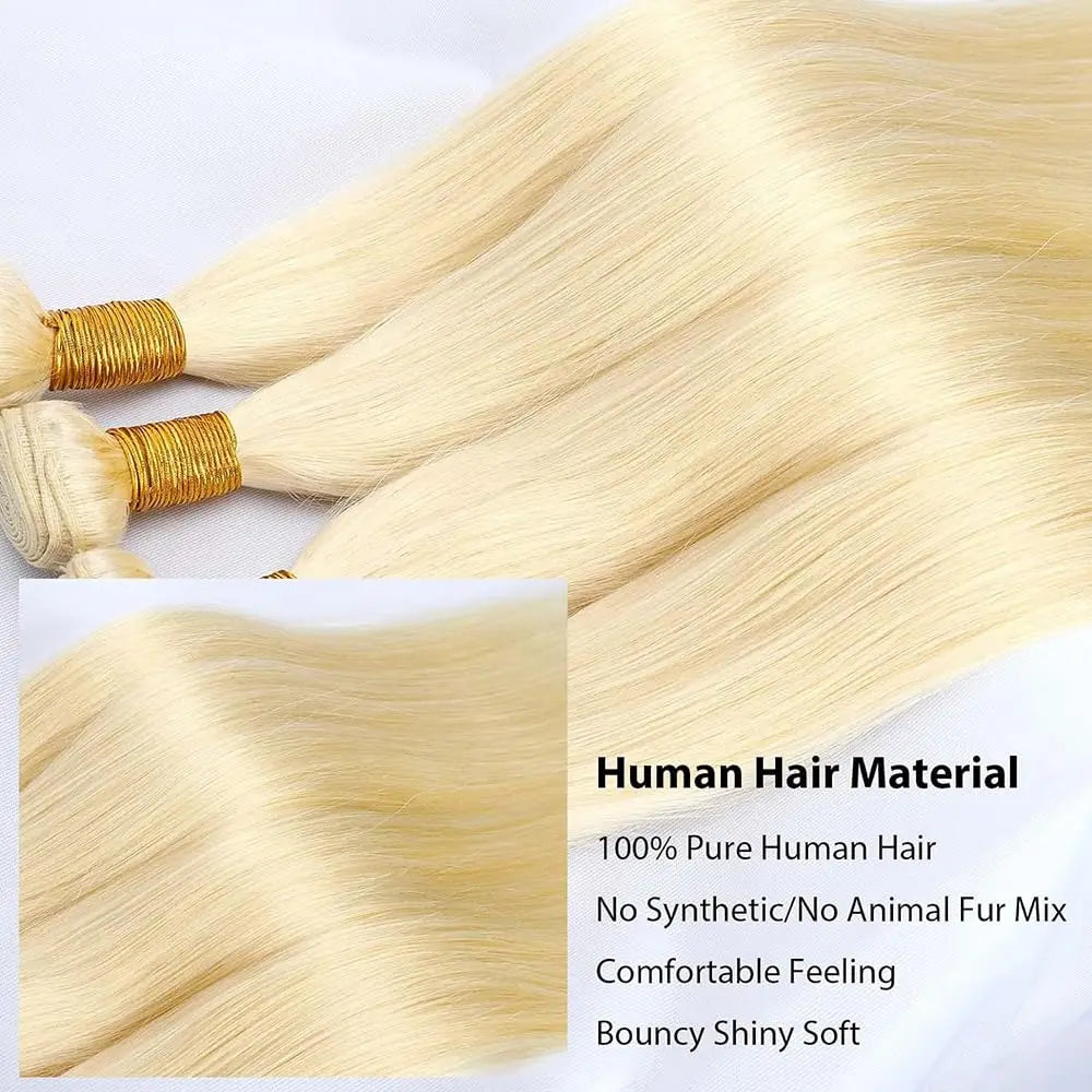 613 Bundles Human Hair 30 Inch Straight Blonde Bundles Human Hair 100% Brazilian Virgin Raw Hair Quick Weave Bundles Blonde Hair