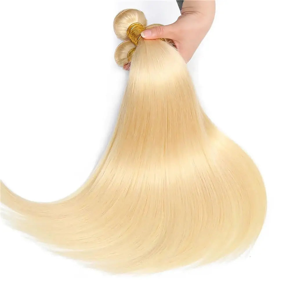 613 Bundles Human Hair 30 Inch Straight Blonde Bundles Human Hair 100% Brazilian Virgin Raw Hair Quick Weave Bundles Blonde Hair
