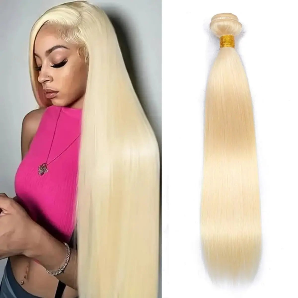 613 Bundles Human Hair 30 Inch Straight Blonde Bundles Human Hair 100% Brazilian Virgin Raw Hair Quick Weave Bundles Blonde Hair
