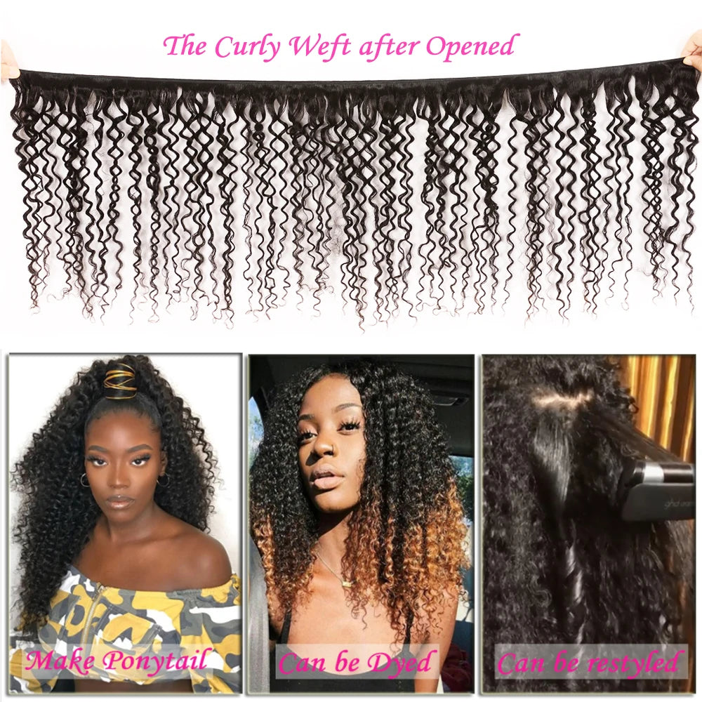 Malaysian Curly Human Hair Bundles Natural Color 8"-26" Ali Julia Remy Human Hair Weave Extensions 1/3/4 Pcs Curly Hair Bundles