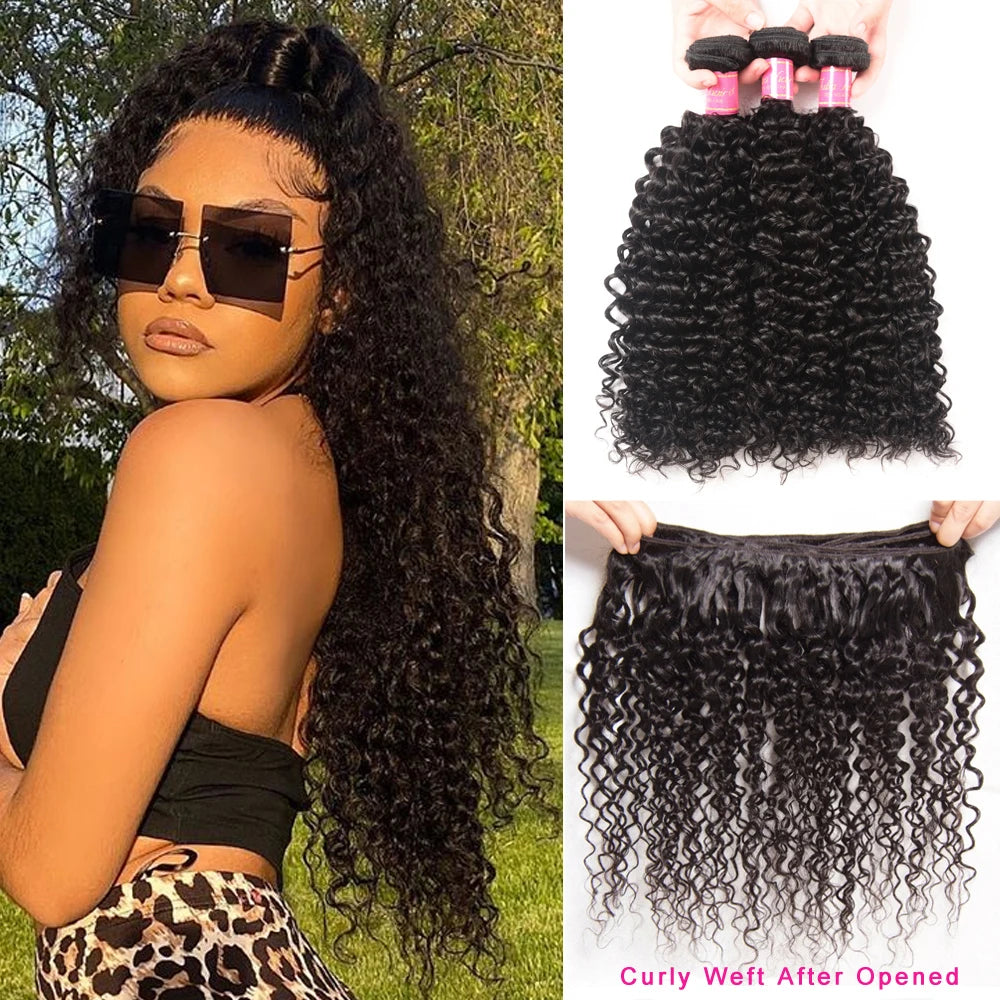 Malaysian Curly Human Hair Bundles Natural Color 8"-26" Ali Julia Remy Human Hair Weave Extensions 1/3/4 Pcs Curly Hair Bundles