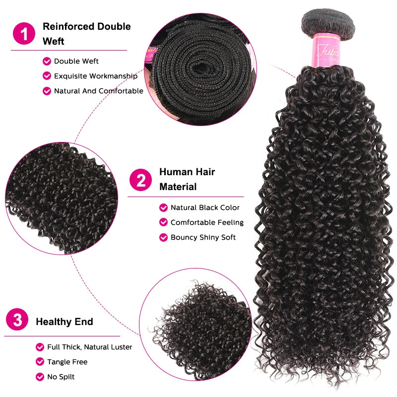 Malaysian Curly Human Hair Bundles Natural Color 8"-26" Ali Julia Remy Human Hair Weave Extensions 1/3/4 Pcs Curly Hair Bundles