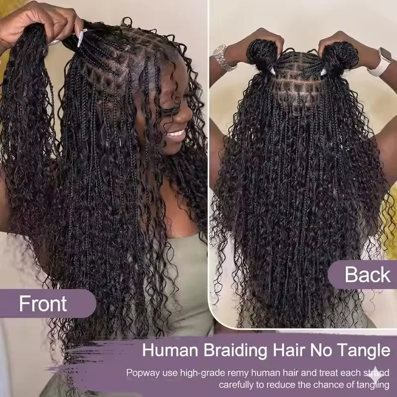 3/4 Bundles Human Braiding For Boho Braids Burmese Curly Bundles Human Hair For Bohemian Knotless Braids Curly Crochet Hair Exte