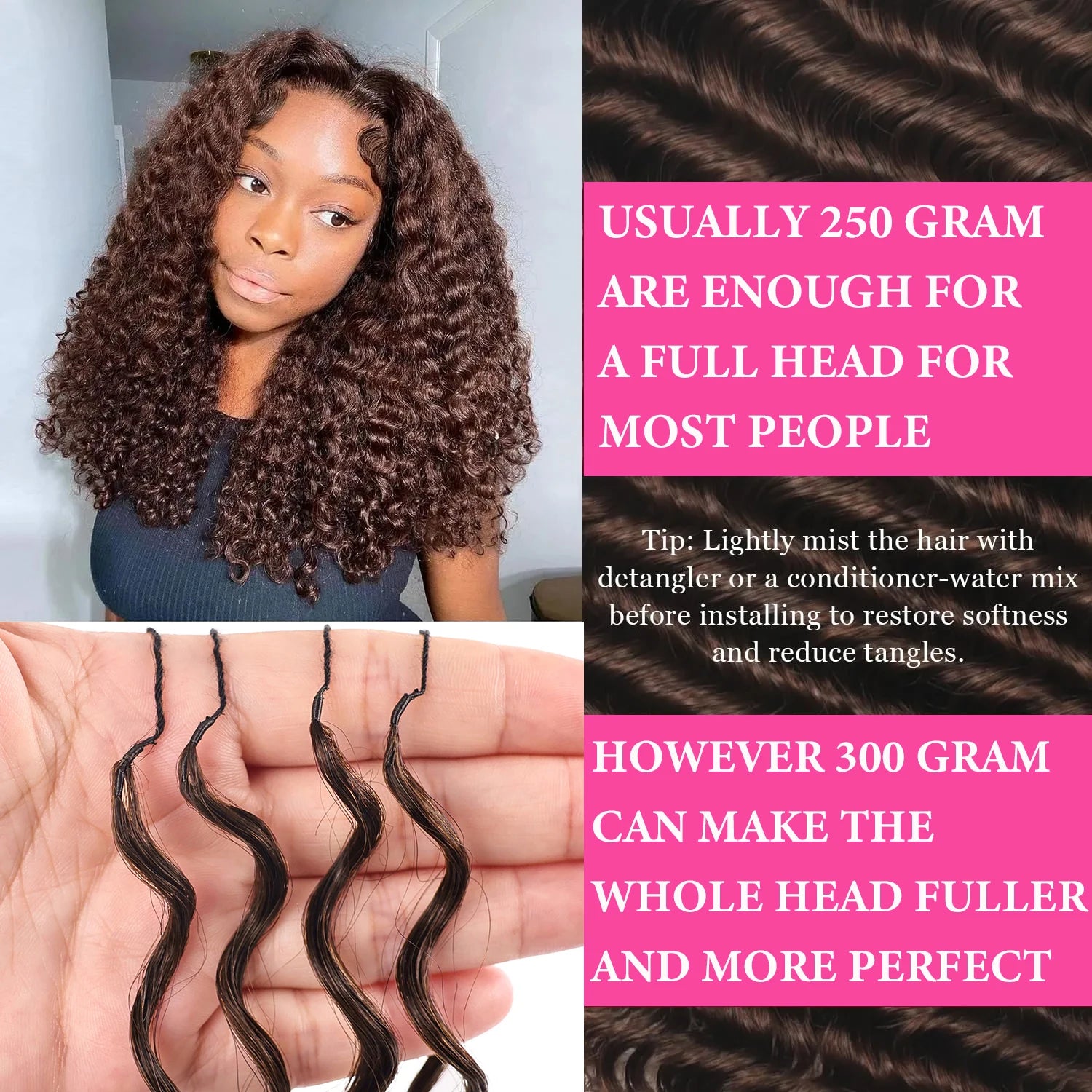 12A Dark Brown Feather Crochet Human Hair Extension For Braid Water Wave Pre-Separated Knotless #4 Color Curly Crochet Hair