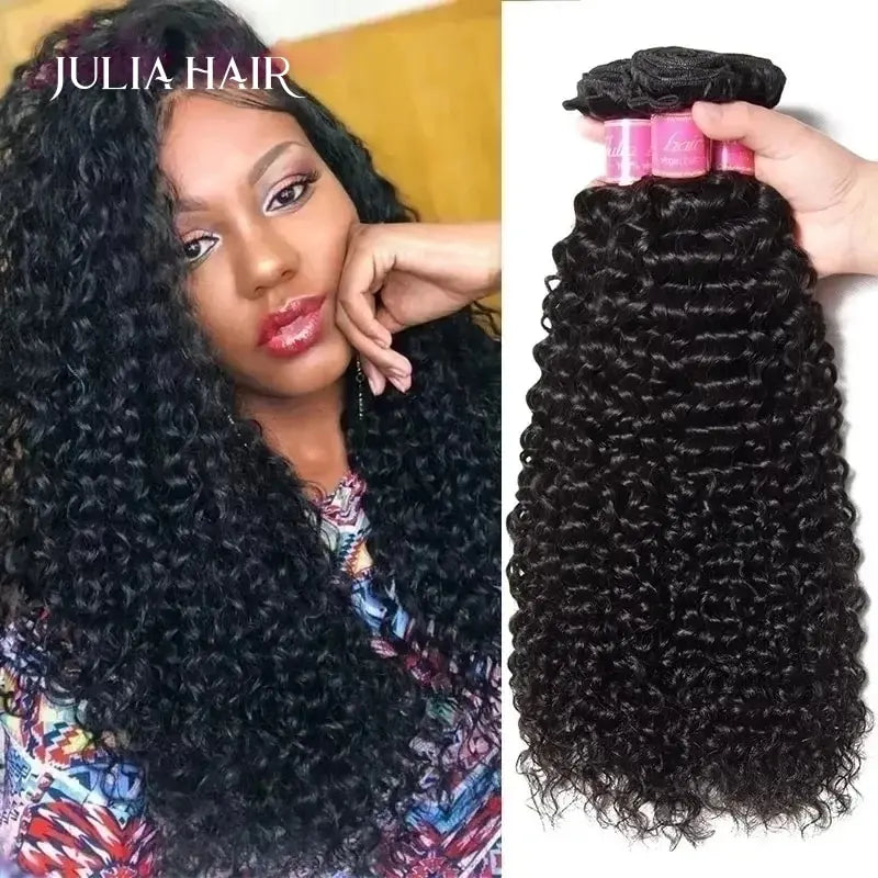 Malaysian Curly Human Hair Bundles Natural Color 8"-26" Ali Julia Remy Human Hair Weave Extensions 1/3/4 Pcs Curly Hair Bundles