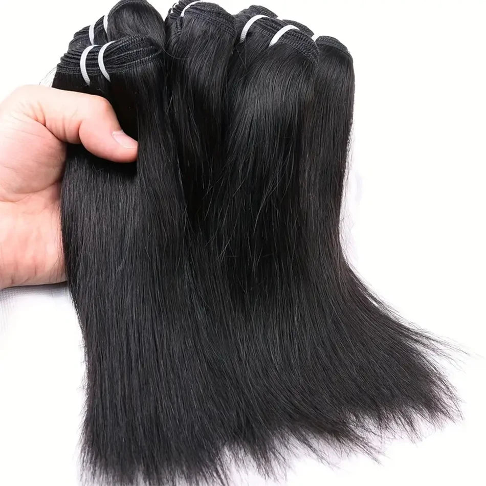 Straight Bundles 100% Human Hair Natural Color Sew In Weaves Short Human Hair Bundles Deal Bob Wig Style Extensiónes De Cabello