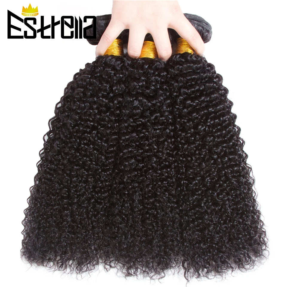 Natural Raw Human Hair Bundles 1/3/4 Kinky Curly Bundles Peruvian Human Hair Weave Bundles 8”-30" Kinky Curly Hair Extensions