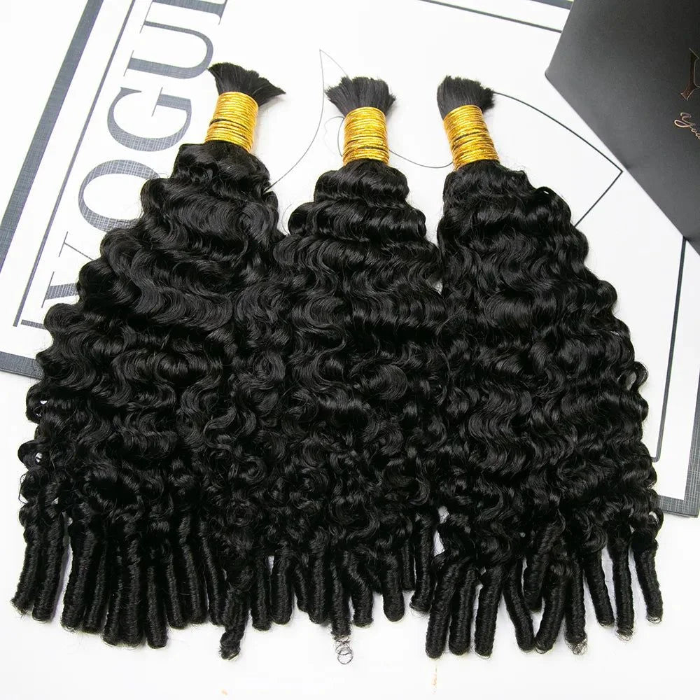 3/4 Bundles Human Braiding For Boho Braids Burmese Curly Bundles Human Hair For Bohemian Knotless Braids Curly Crochet Hair Exte
