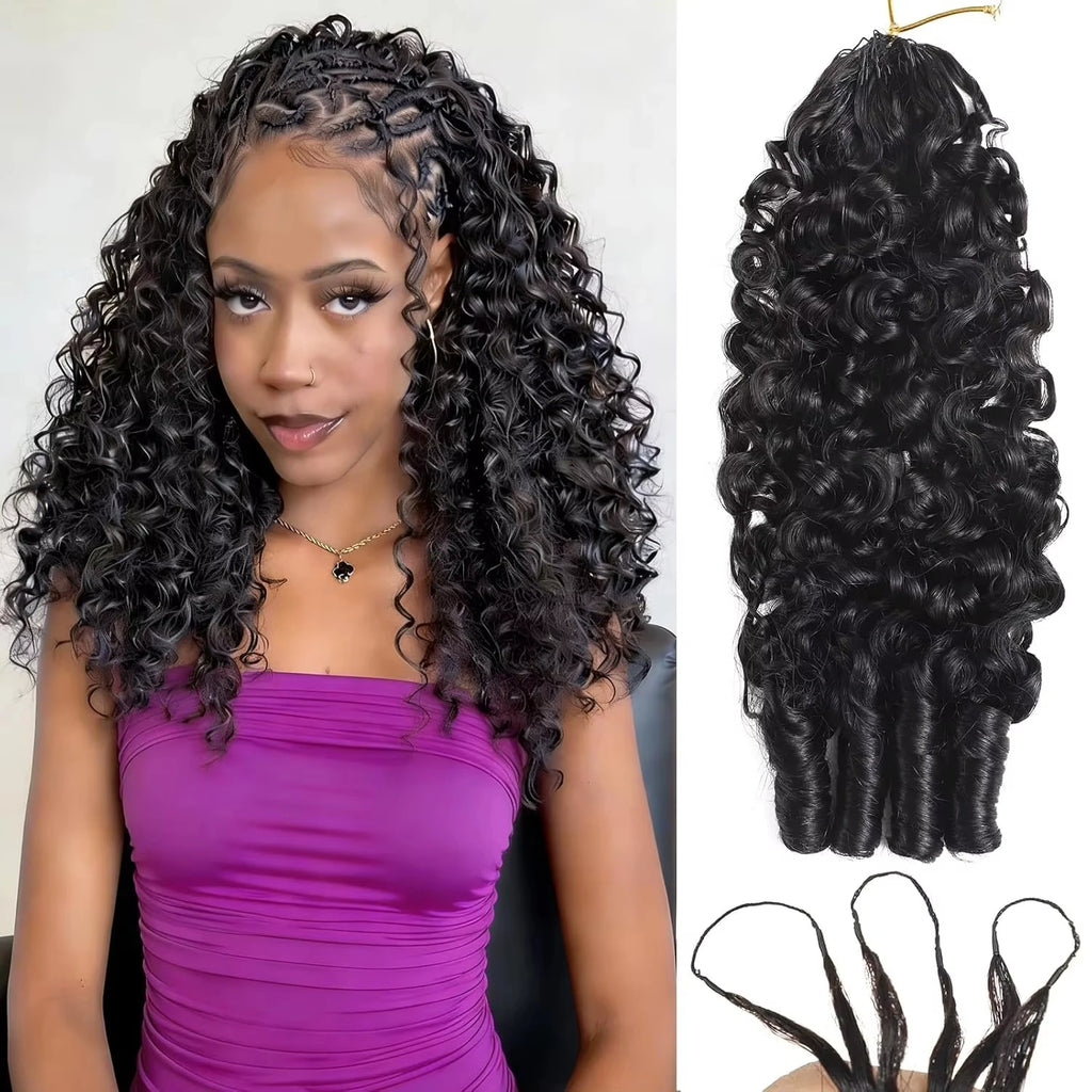 Burmese Curly Crochet Human Hair Feather Knotless Pre-Separated Crochet Hair Extensions Full Head Brazilian Hair For Women