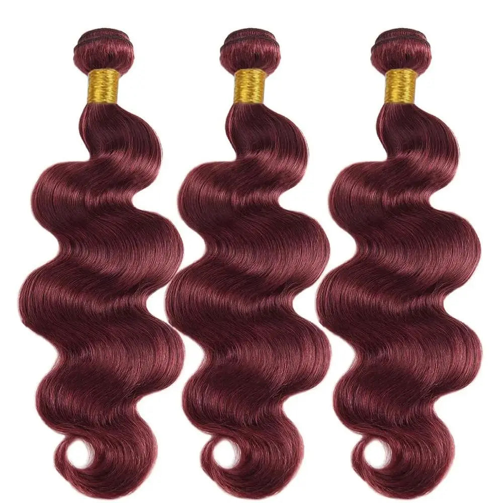 Burgundy 99J Human Hair Bundles 12A 100% Brazilian Raw Human Hair Bundles Quick Weave Double Weft For Women Hair Extensions