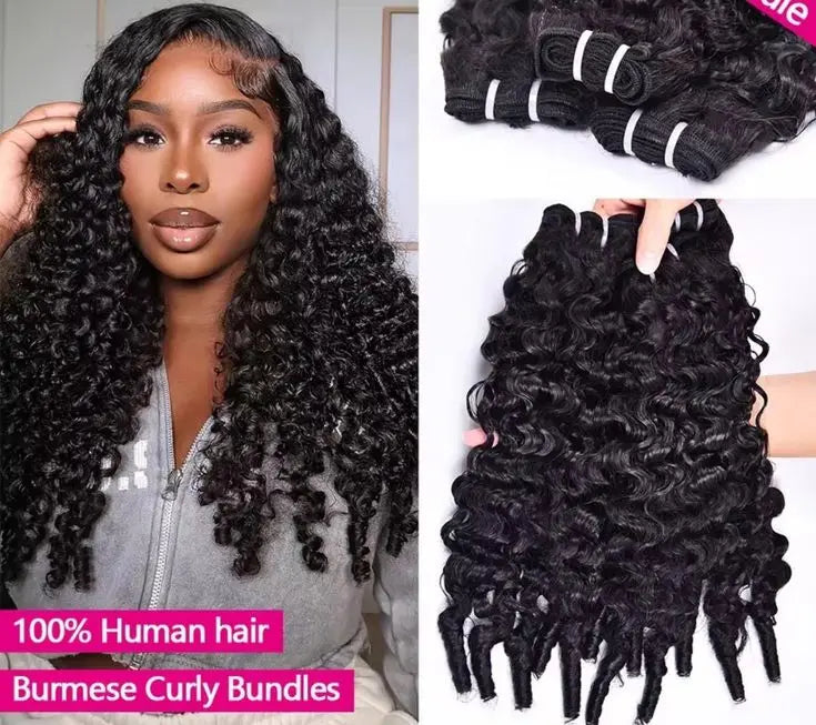 Sleek BURMESE CURLY Human Hair Bundles For Women 30 Inch Natural Black Single Bundles Burmese Curly Bundles Human Hair