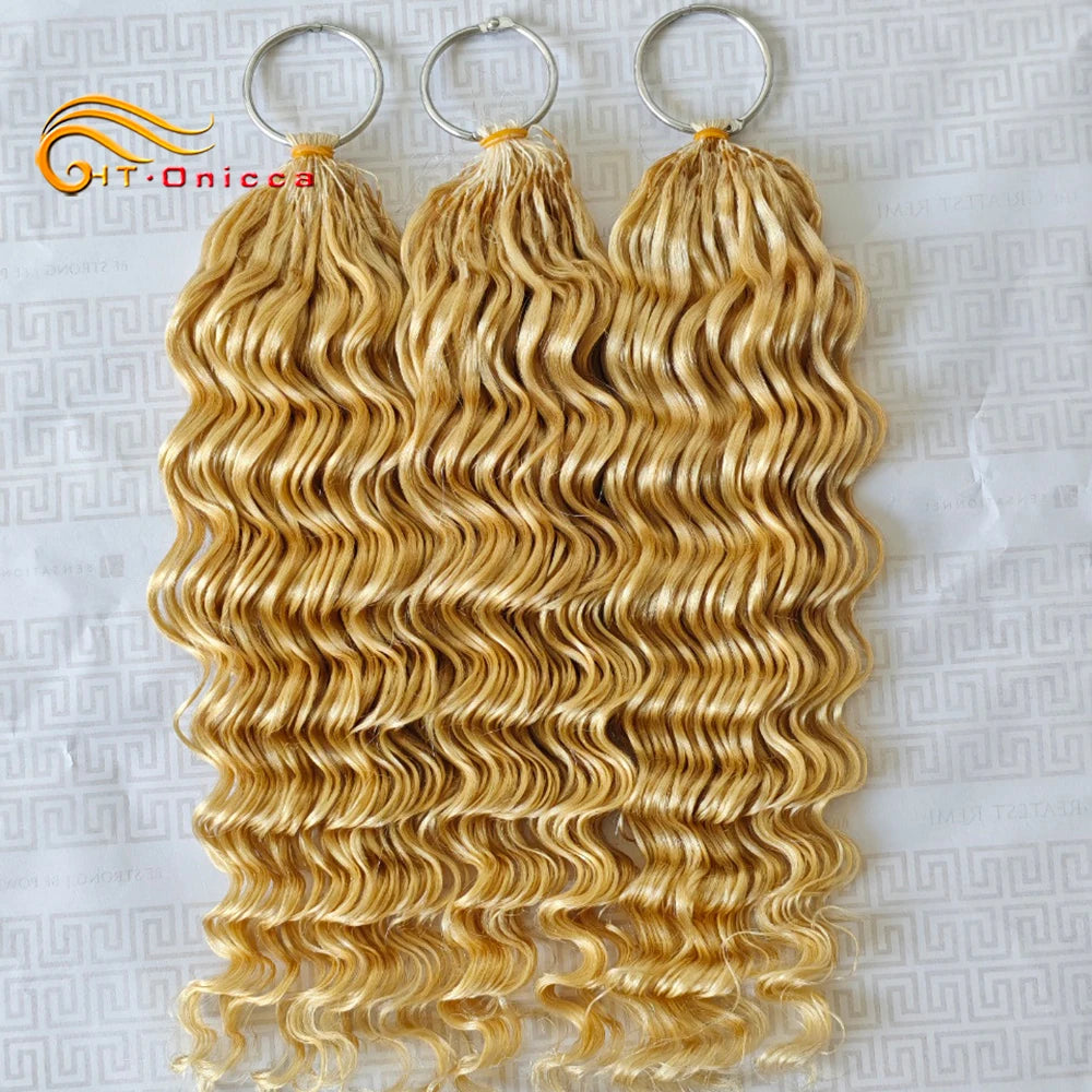 613 Feather Crochet Braids Boho Human Hair For Braiding Deep Wave Pre-Separated Miracle Knots Crochet 100% Human Hair Extensions