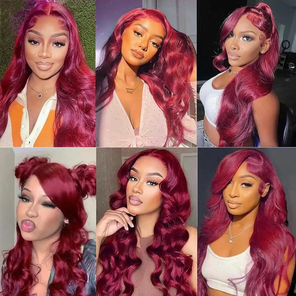 Burgundy 99J Human Hair Bundles 12A 100% Brazilian Raw Human Hair Bundles Quick Weave Double Weft For Women Hair Extensions