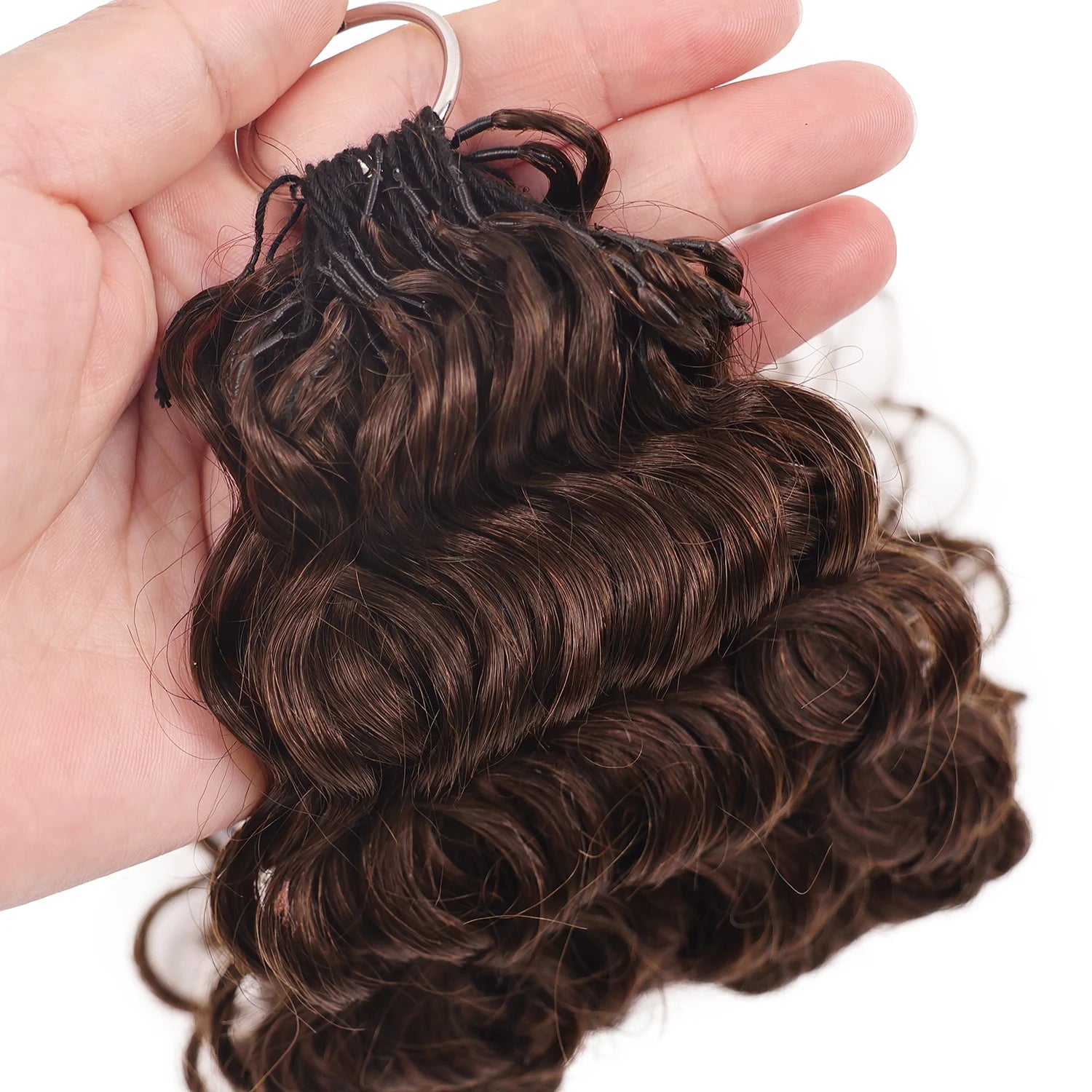 12A Dark Brown Feather Crochet Human Hair Extension For Braid Water Wave Pre-Separated Knotless #4 Color Curly Crochet Hair