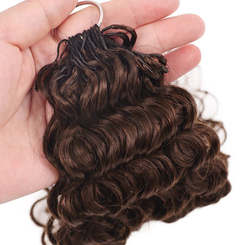 12A Dark Brown Feather Crochet Human Hair Extension For Braid Water Wave Pre-Separated Knotless #4 Color Curly Crochet Hair