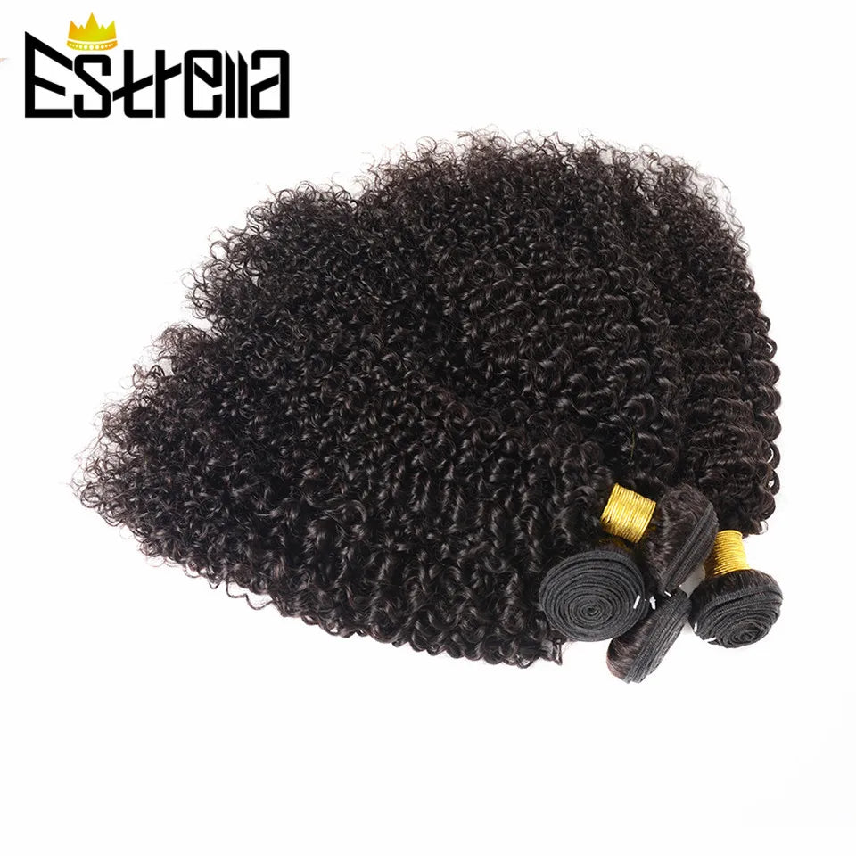 Natural Raw Human Hair Bundles 1/3/4 Kinky Curly Bundles Peruvian Human Hair Weave Bundles 8”-30" Kinky Curly Hair Extensions