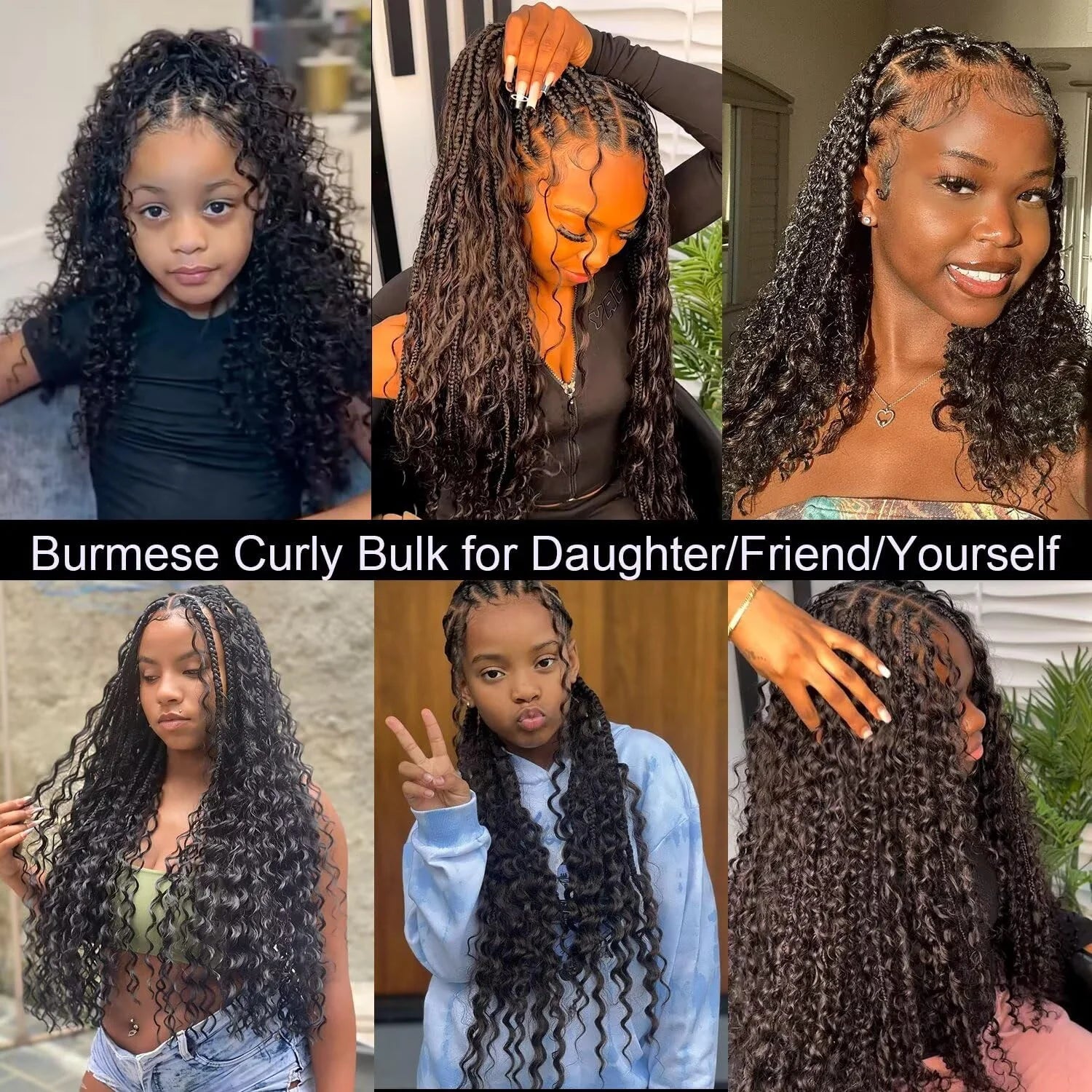 3/4 Bundles Human Braiding For Boho Braids Burmese Curly Bundles Human Hair For Bohemian Knotless Braids Curly Crochet Hair Exte