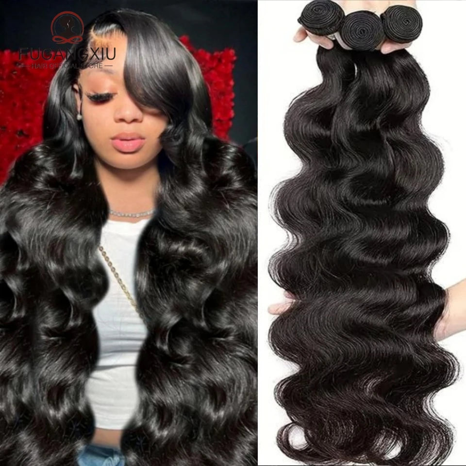 Body Wave Bundles Human Hair Brazilian Weaving Hair Glueless Weave Black 3 4 Bundles Deal Natural 30 Inch Bundle Hair Extensions