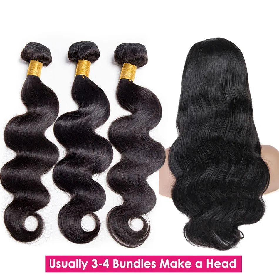 Body Wave Bundles Human Hair Brazilian Weaving Hair Glueless Weave Black 3 4 Bundles Deal Natural 30 Inch Bundle Hair Extensions