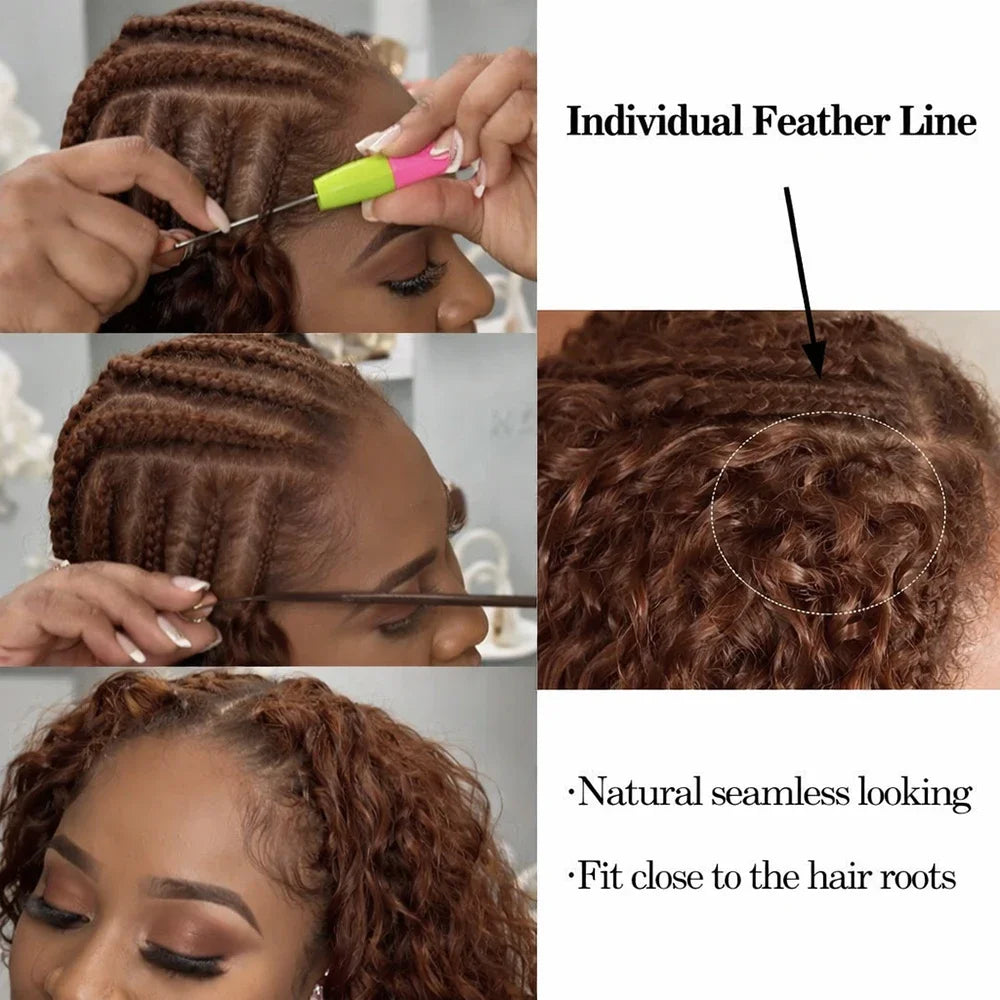 12A Dark Brown Feather Crochet Human Hair Extension For Braid Water Wave Pre-Separated Knotless #4 Color Curly Crochet Hair
