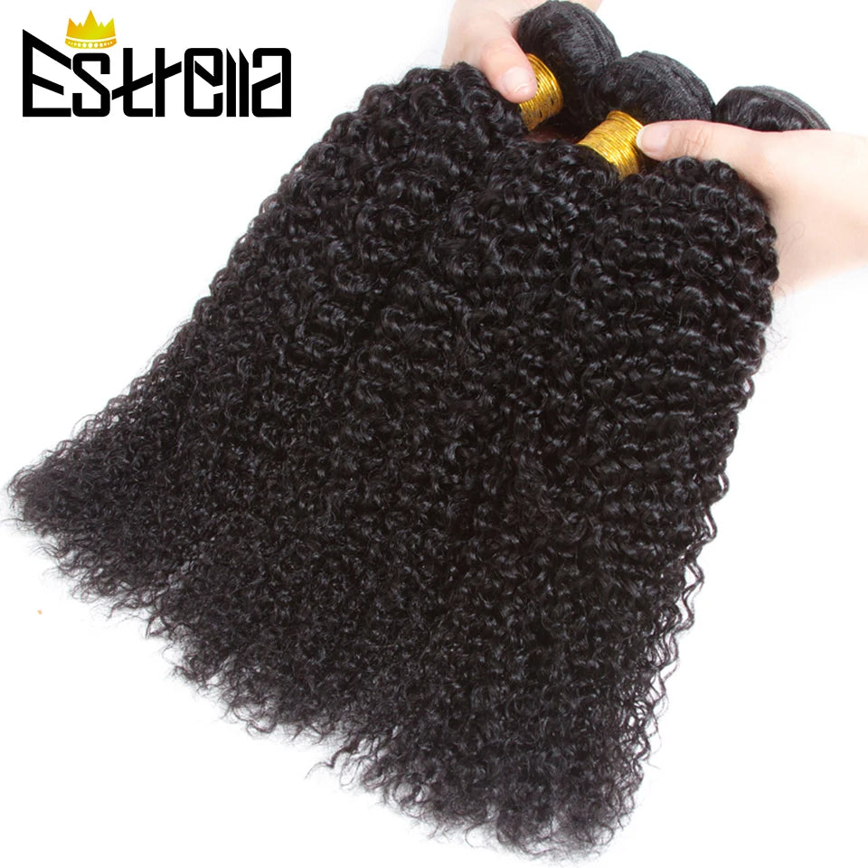 Natural Raw Human Hair Bundles 1/3/4 Kinky Curly Bundles Peruvian Human Hair Weave Bundles 8”-30" Kinky Curly Hair Extensions