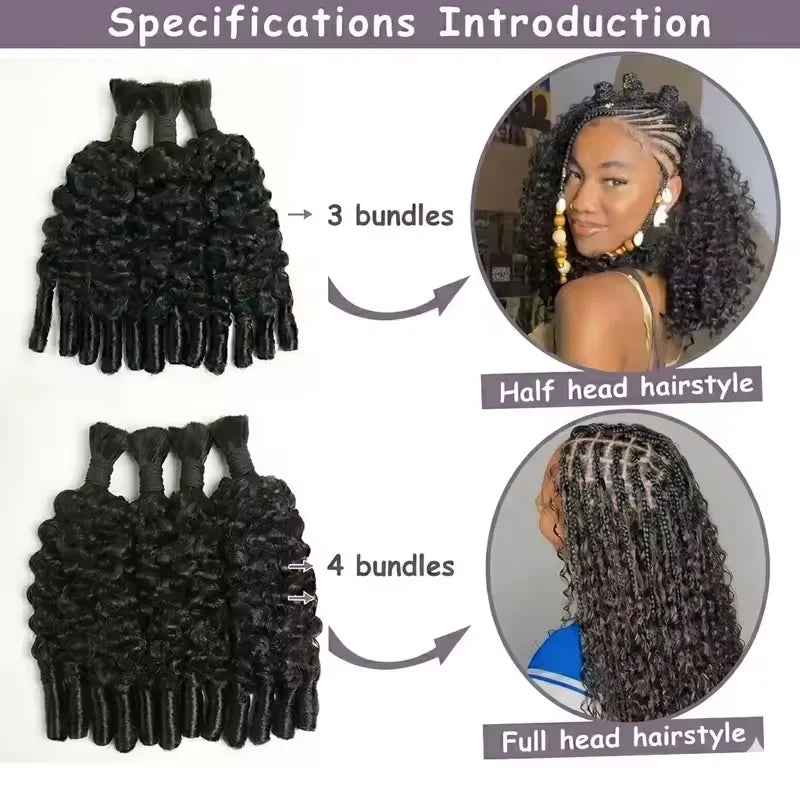 3/4 Bundles Human Braiding For Boho Braids Burmese Curly Bundles Human Hair For Bohemian Knotless Braids Curly Crochet Hair Exte