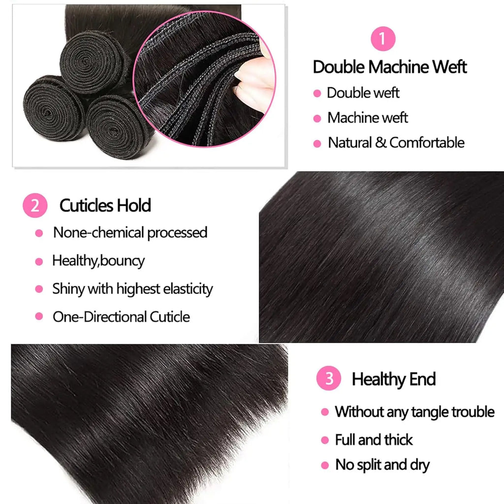 Human Hair Bundles with Closure 12A Straight Bundles Human Hair With Closure 100% Unprocessed Burmese Virgin Raw Hair Bundles