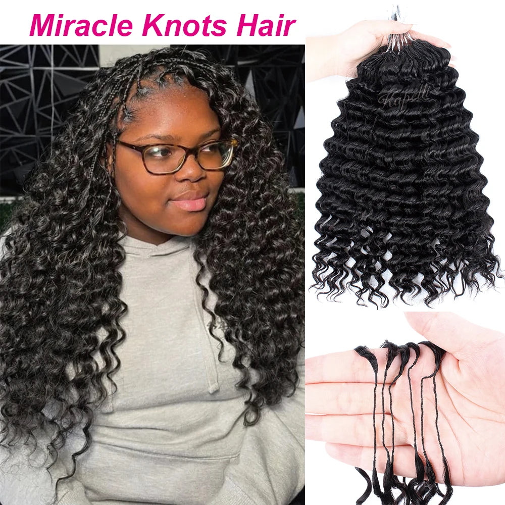 60g/pack Feather Human Crochet Hair for Braiding Deep Wave Crochet Human Hair Knotless Miracle Knots Hair Extensions Boho Braids