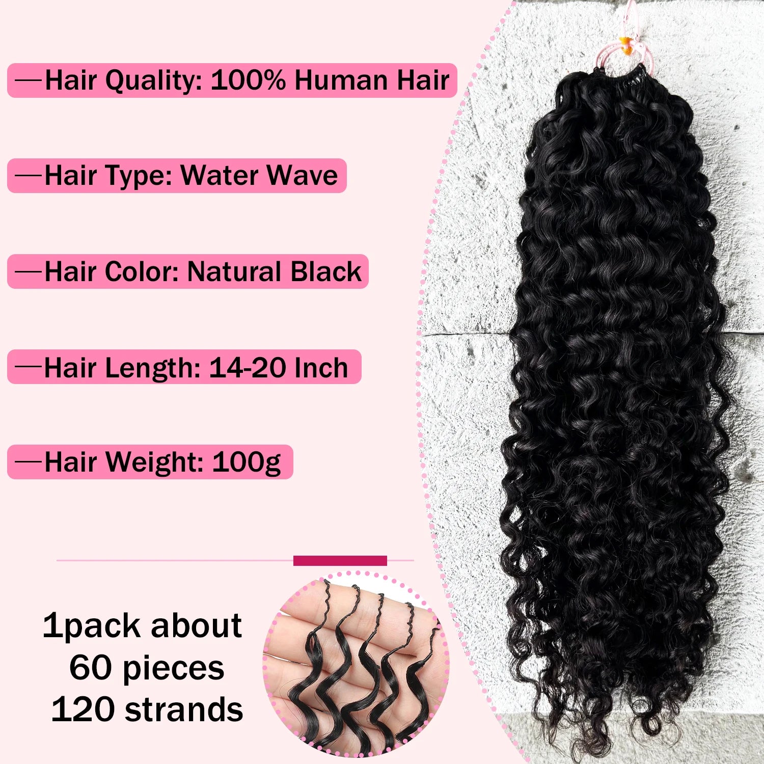 Feather Crochet Human Hair Pre-Separated Curly Bulk Hair for Braiding Human Hair Knotless Crochet Hair Extensions 14-18inch